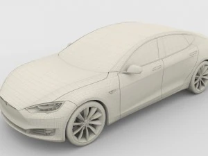 特斯拉 Model S 2016 蓝色 3D 模型