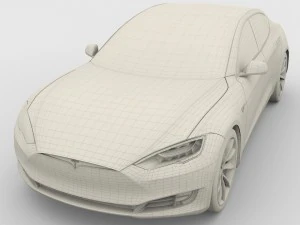 特斯拉 Model S 2016 蓝色 3D 模型