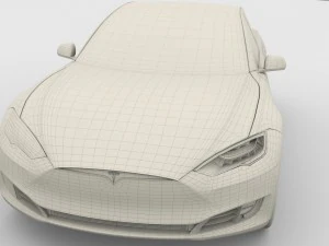 特斯拉 Model S 2016 蓝色 3D 模型
