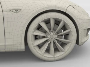 特斯拉 Model S 2016 蓝色 3D 模型