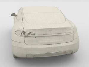 特斯拉 Model S 2016 蓝色 3D 模型