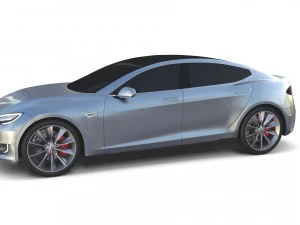 tesla modello s 2016 argento Modello 3D