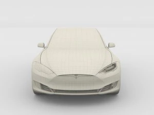 tesla modello s 2016 argento Modello 3D