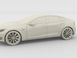 tesla modello s 2016 argento Modello 3D