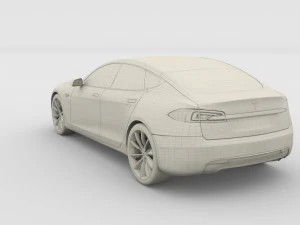 tesla modello s 2016 argento Modello 3D