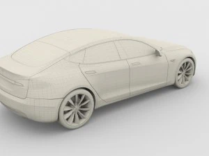 tesla modello s 2016 argento Modello 3D