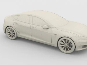 tesla modello s 2016 argento Modello 3D