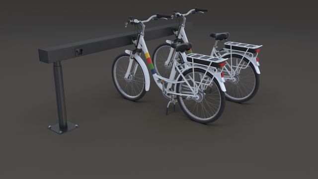 electric city bicycle and station Model 3D .c4d .max .obj .3ds .fbx .stl .blend 