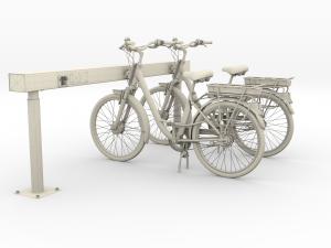 electric city bicycle and station Model 3D