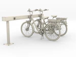 electric city bicycle and station 3D Model
