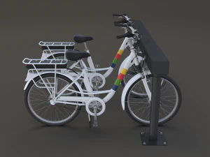 electric city bicycle and station 3D Model