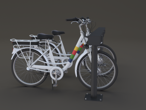 electric city bicycle and station Model 3D
