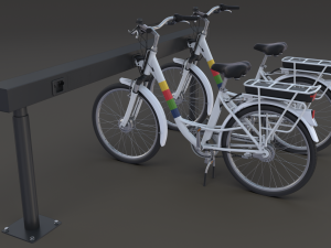 electric city bicycle and station Model 3D