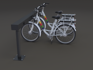 electric city bicycle and station Model 3D