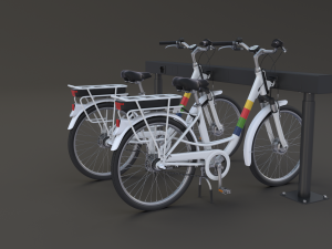 electric city bicycle and station Model 3D