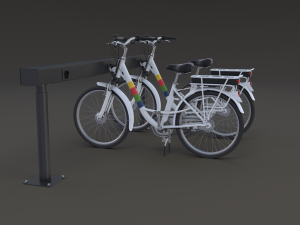 electric city bicycle and station Model 3D