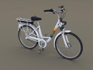 electric city bicycle and station Model 3D