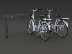 electric city bicycle and station Model 3D
