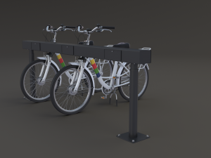 electric city bicycle and station Model 3D