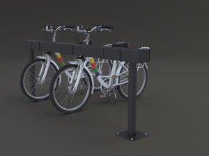 electric city bicycle and station 3D Model