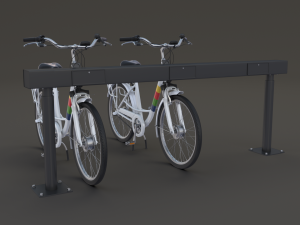 electric city bicycle and station Model 3D