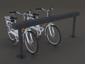 electric city bicycle and station Model 3D