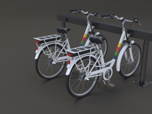 electric city bicycle and station Model 3D