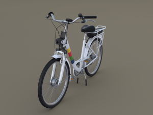 electric city bicycle and station Model 3D