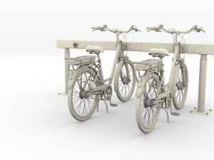 electric city bicycle and station Model 3D