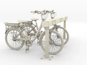 electric city bicycle and station 3D Model