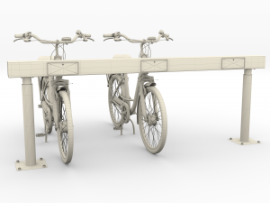 electric city bicycle and station Model 3D