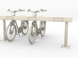 electric city bicycle and station 3D Model