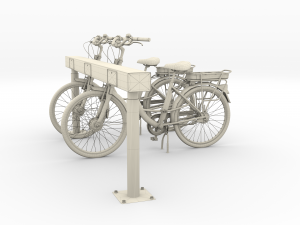 electric city bicycle and station Model 3D