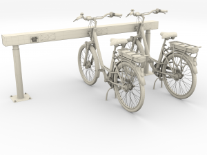 electric city bicycle and station Model 3D