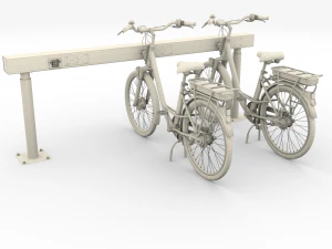 electric city bicycle and station 3D Model