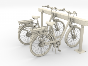 electric city bicycle and station Model 3D