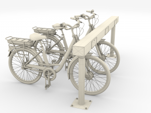 electric city bicycle and station Model 3D