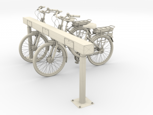 electric city bicycle and station Model 3D