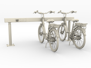 electric city bicycle and station Model 3D