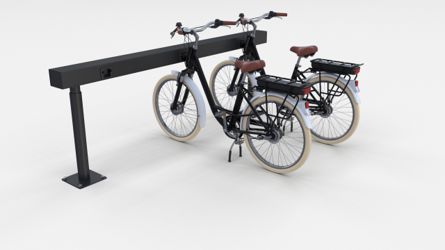 electric city bicycle and station black 3D 模型 .c4d .max .obj .3ds .fbx .stl .blend 