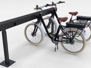 electric city bicycle and station black 3D 模型