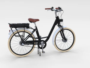 bicicletta elettrica da citt&agrave; e stazione nera Modello 3D