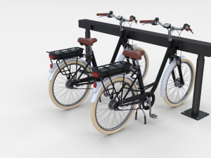 electric city bicycle and station black 3D 模型