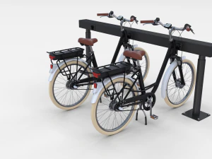 bicicletta elettrica da citt&agrave; e stazione nera Modello 3D