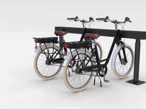 bicicletta elettrica da citt&agrave; e stazione nera Modello 3D