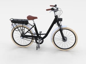 bicicletta elettrica da citt&agrave; e stazione nera Modello 3D