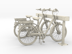 electric city bicycle and station black 3D 模型