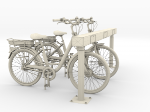 electric city bicycle and station black 3D 模型