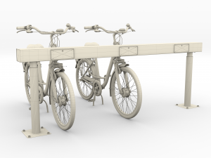 electric city bicycle and station black 3D 模型