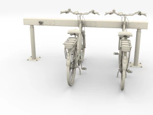 bicicletta elettrica da citt&agrave; e stazione nera Modello 3D